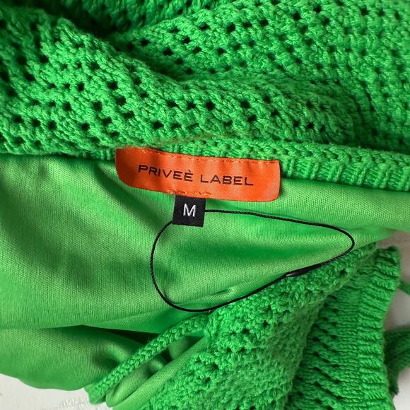 Privee Label Women's Green Crochet Maxi Open Back Fitted Dress sz M - Picture 5 of 8